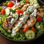 Tzatziki Chicken Salad with fresh vegetables and herbs
