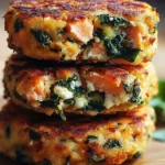 Mediterranean-style salmon patties served with a side of salad and lemon wedges