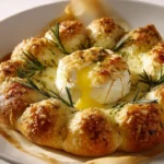 Molten Camembert Focaccia Ring with gooey cheese center