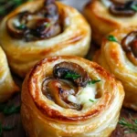 Delicious Mushroom Cheese Pinwheels served on a platter