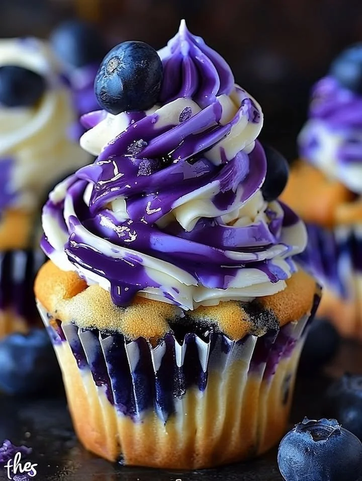 No-bake blueberry vanilla cheesecake cupcakes topped with fresh blueberries