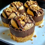 Delicious no-bake chocolate peanut butter cheesecake bites on a plate