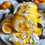 No-Bake Velvet Lemon Cream Roll Cake with lemon cream filling