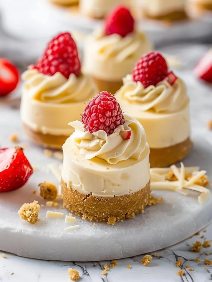 No-bake white chocolate cheesecake bites with graham cracker crust