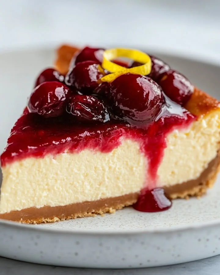 Delicious no-fail creamy ricotta cheesecake served on a plate