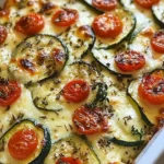 Oven baked zucchini and cheese dish served on a plate