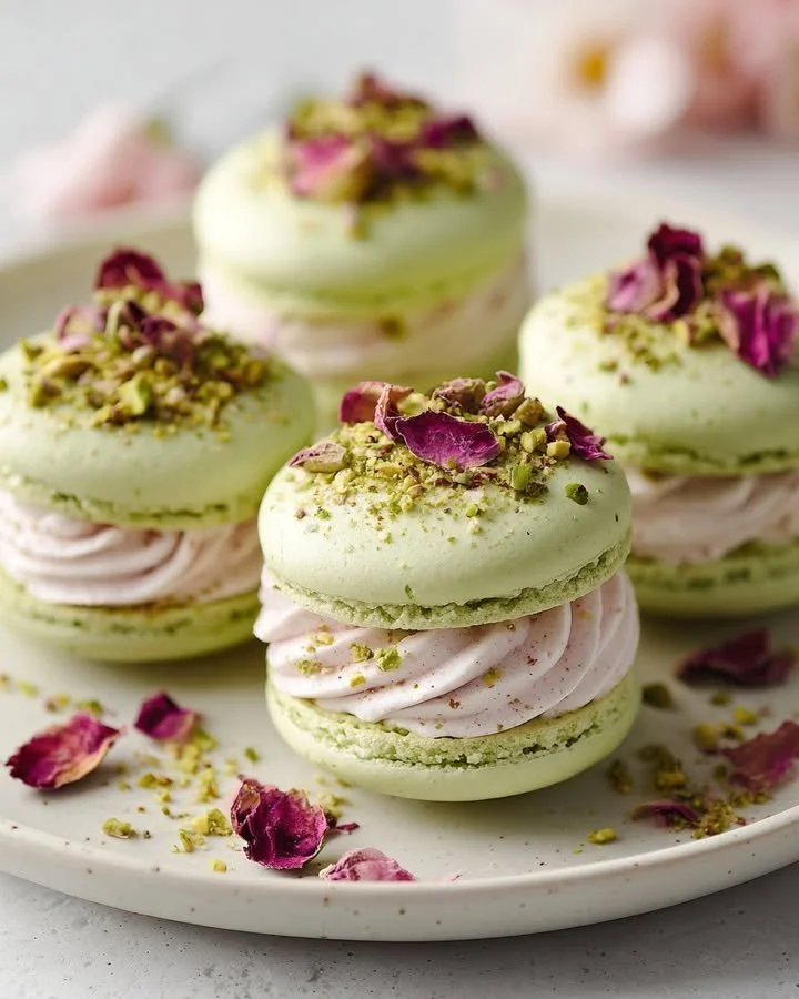 Persian Pistachio Rose Cloud Sandwiches served with fresh ingredients