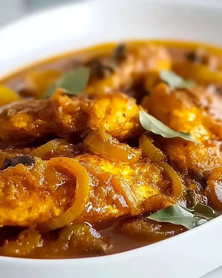 Delicious pickled fish served with caramelized onions on a platter