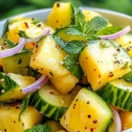 Fresh pineapple cucumber salad with vibrant colors and flavors