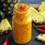 Bottles of Pineapple Habanero hot sauce showcasing their vibrant colors and ingredients