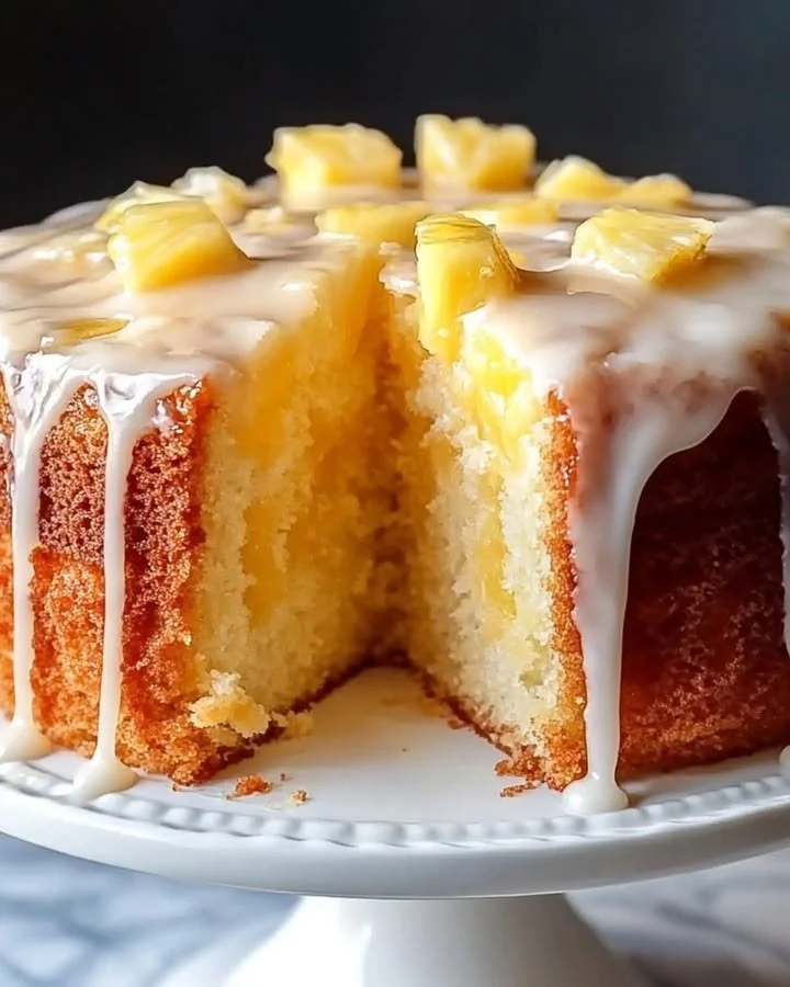 Delicious homemade pineapple juice cake with tropical flavors and moist texture