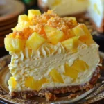 Delicious Pineapple Lime Cheesecake topped with fresh pineapple slices