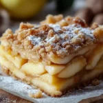Slice of Polish Apple Cake served on a plate with fresh apple slices