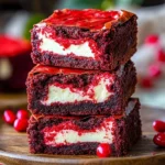 Red velvet cream cheese brownies topped with creamy frosting