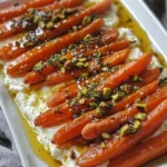 Delicious roasted carrots with whipped ricotta and hot honey drizzle