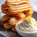 Savory Parmesan churros paired with creamy whipped burrata dip