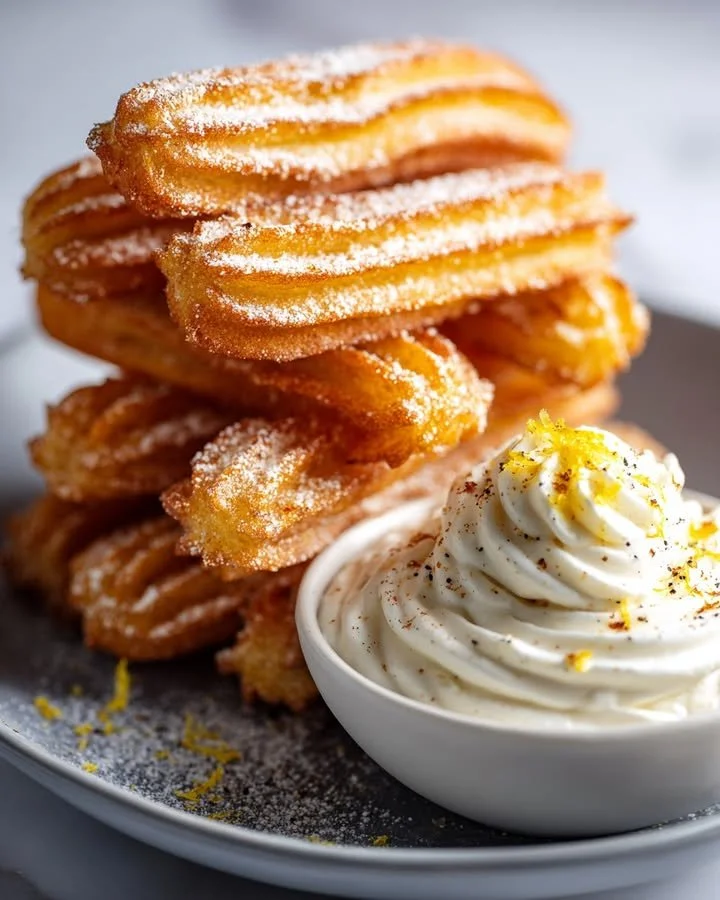 Savory Parmesan churros paired with creamy whipped burrata dip