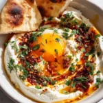 Savory yogurt bowl topped with jammy egg and chili crisp for a flavorful meal