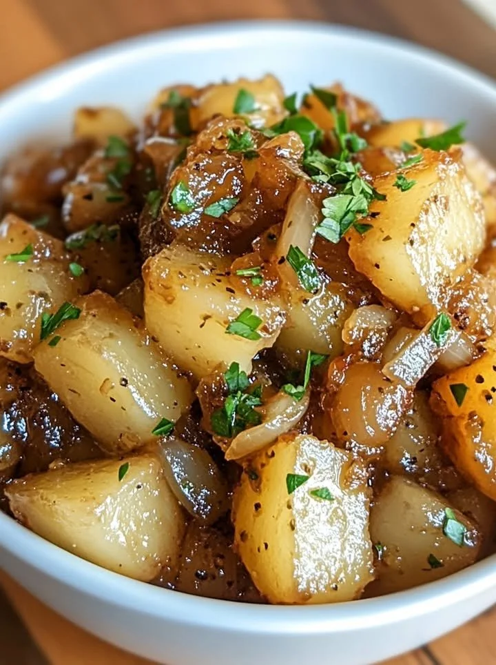 Delicious Slow Cooker Lipton Onion Potatoes served in a bowl