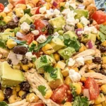 Bowl of flavorful Southwest chicken salad with fresh ingredients