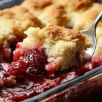 Delicious Strawberry Cheesecake Dump Cake served on a plate