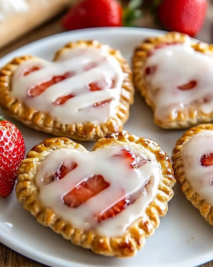 Freshly baked strawberry hand pies with flaky crust and sweet filling