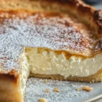 Delicious sweet and creamy Italian ricotta pie slice on a plate