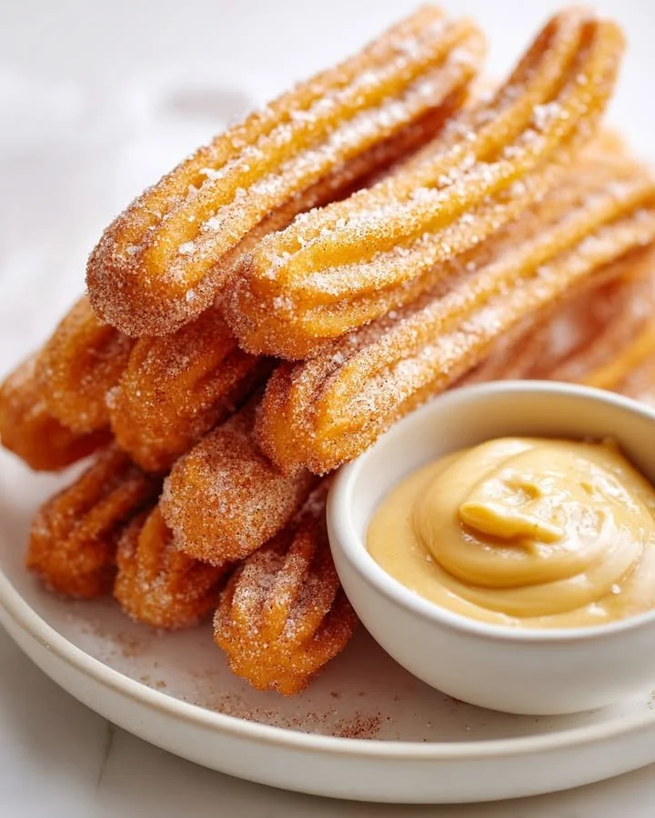 Sweet Potato Churros with Salted Caramel Goat Cheese Dip, perfect for dessert