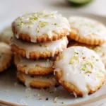 Swicy lime chili shortbread cookies with a coconut glaze topping