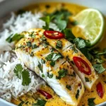 Thai Coconut Lemongrass Fish Stew served with Jasmine Rice