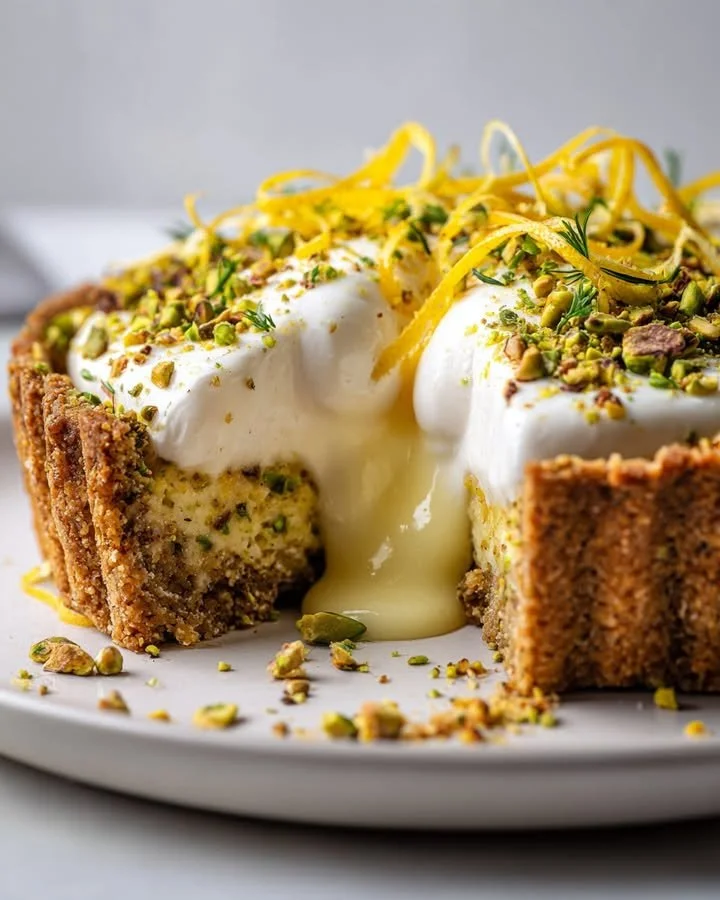 Delicious Burrata Explosion Tart topped with fresh herbs and vibrant vegetables