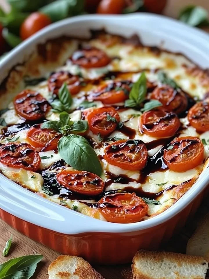 Delicious Three-Cheese Tomato Bruschetta Dip served with crispy bread slices