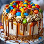 Yellow Paradise No-Bake M&M and Toffee Cheesecake dessert