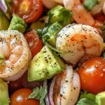 Zesty lime shrimp and avocado salad served in a bowl